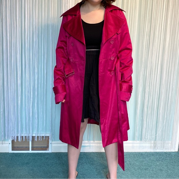 Bebe Barbie Pink Magenta Trench Coat Size XS - Picture 17 of 17